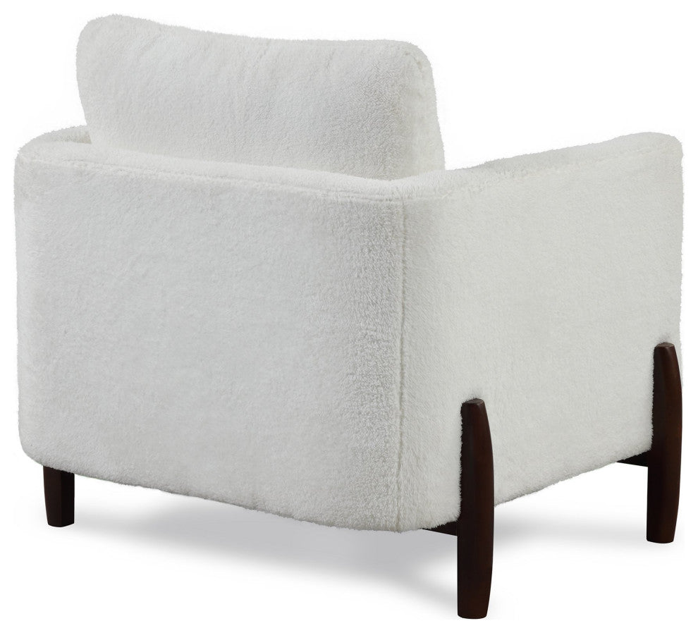 Contemporary Accent Chair, Cream Polyester Seat With Removable Cushions