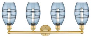 Edison-Vaz 4-Light 33" Bath Vanity Light, Satin Gold, Princess Blue