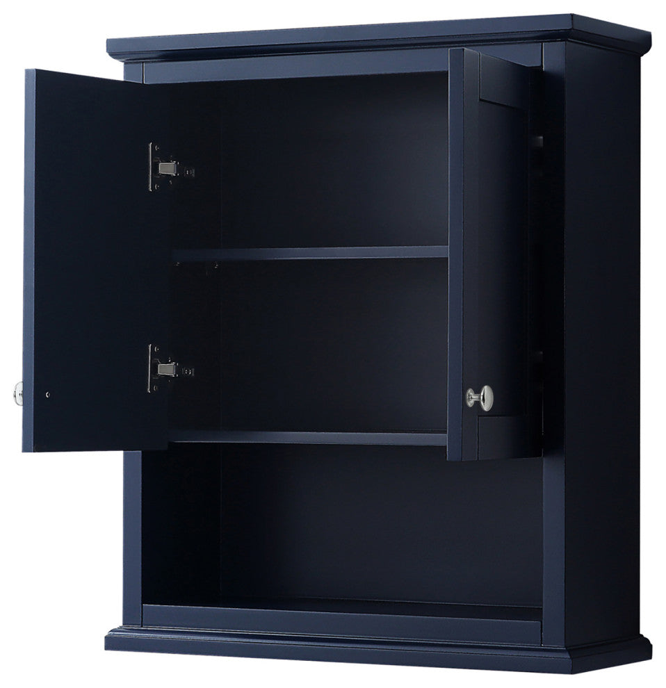 Avery Over-the-Toilet Wall-Mounted Storage Cabinet, Dark Blue With Chrome Trim