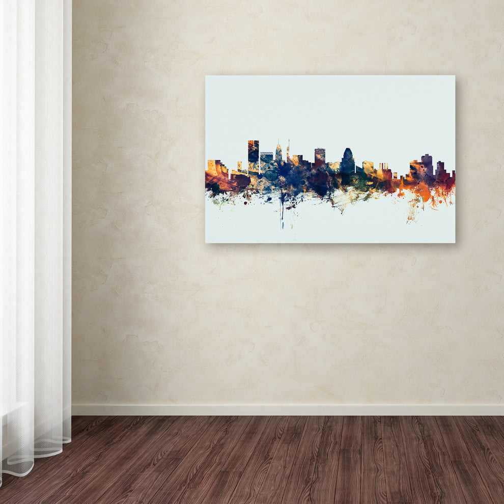 Michael Tompsett 'Baltimore MD Skyline Blue' Canvas Art, 16x24