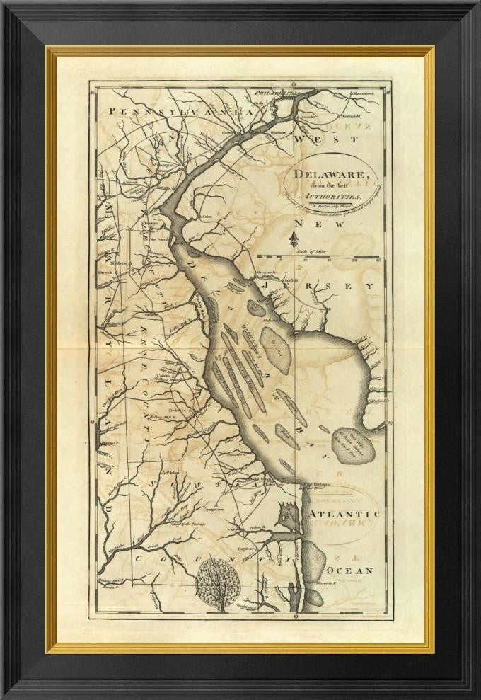 "Delaware, 1795" Framed Canvas Giclee by Mathew Carey, 18"x26"