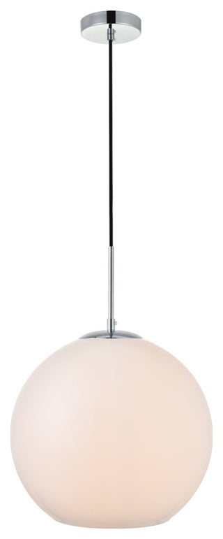 Elegant Baxter 1-Light Chrome Pendant With Frosted White Glass