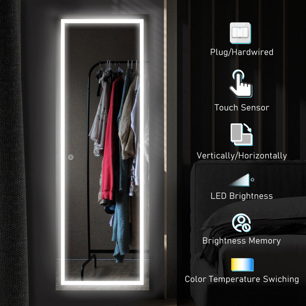 LED Vanity Wall Mounted Fitting Mirror, Vertical/Horizontal, 22x65", Inner Light, Touch