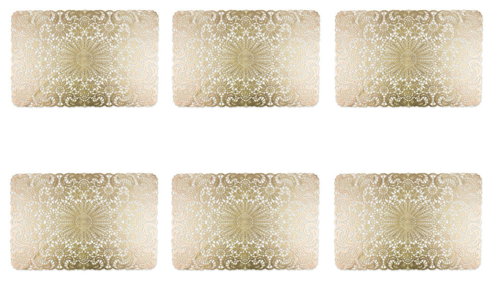 DII Placemat PVC Lace, Set of 6 Gold