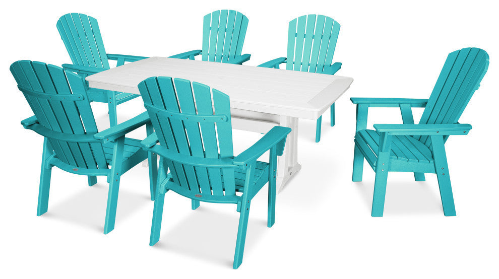 POLYWOOD Nautical Adirondack 7-Piece Trestle Dining Set