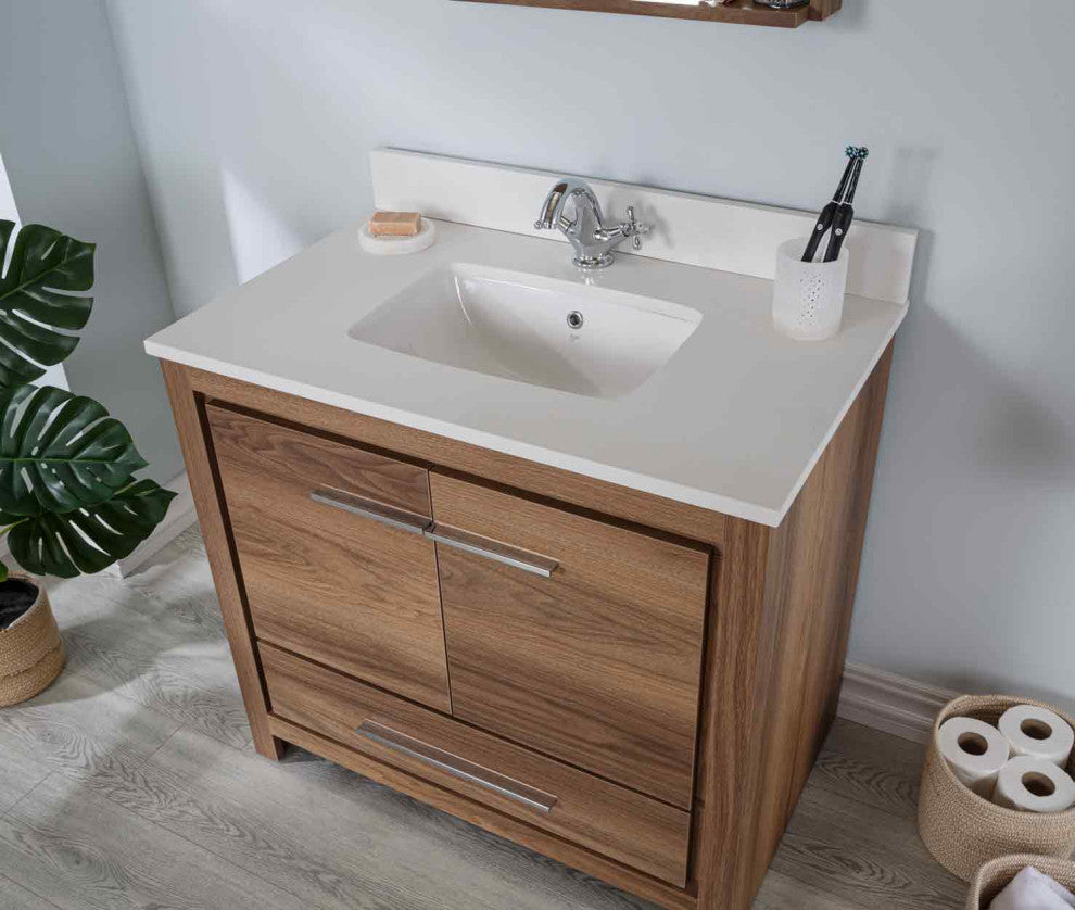 Mila Collection 36" Bathroom Vanity With Sink, Mirror, Countertop, Dark Blue