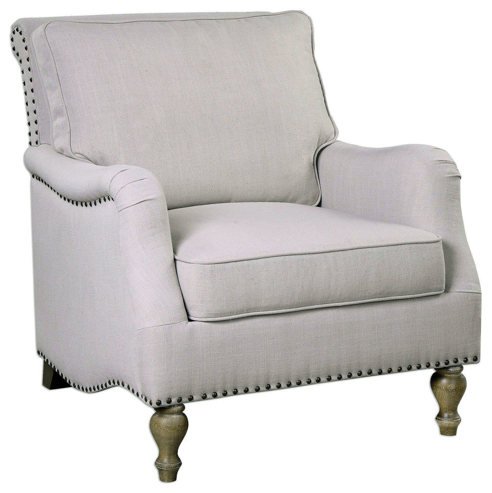 Uttermost 23291 Armstead 35" x 31" Rubber Wood Arm Chair - Antique White