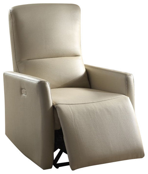 HomeRoots 28" X 37" X 40" Beige Leather-Aire Power Motion Recliner