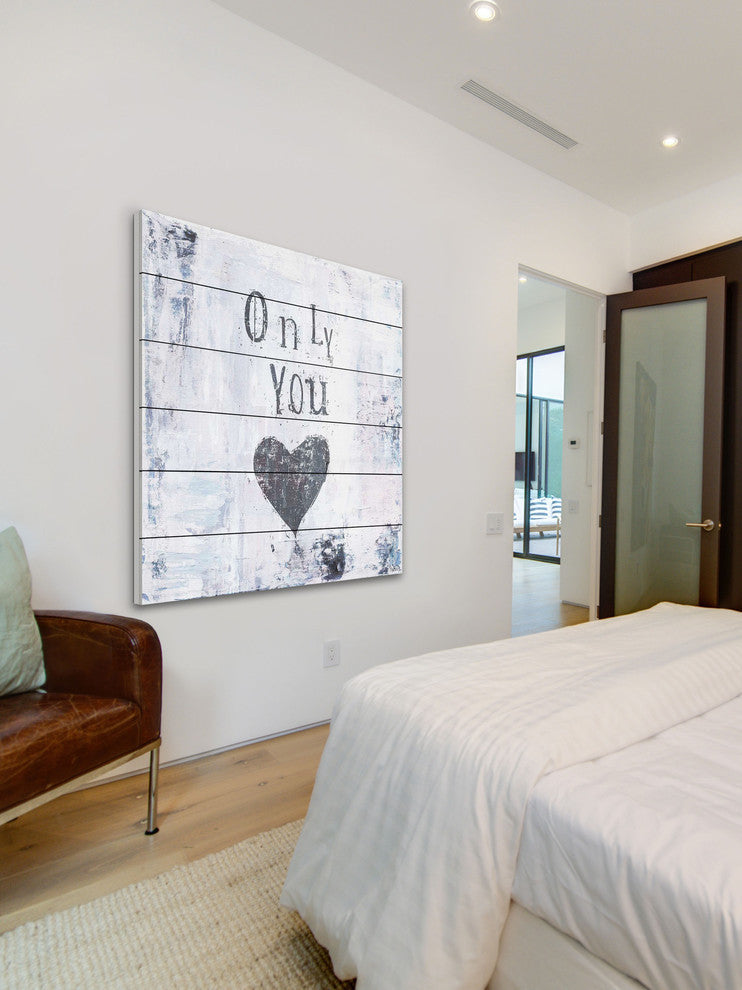 "Only You" Painting Print on White Wood, 24"x24"