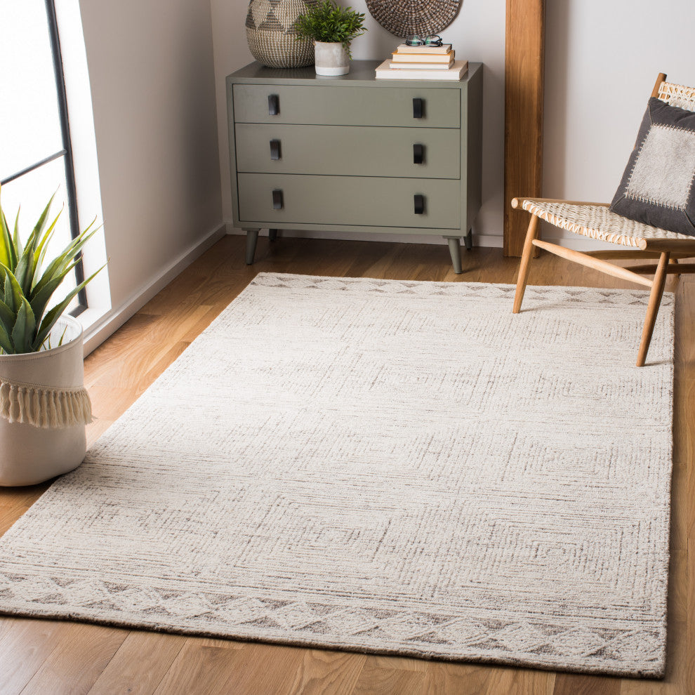 Safavieh Couture Abstract Collection, ABT349 Rug, Ivory/Grey, 8'x10'