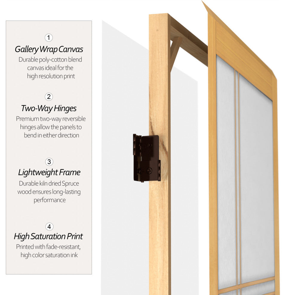 6' Tall Canvas Double Cross Room Divider, Natural, 3 Panels