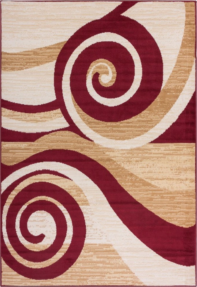Well Woven Miami Maple Waves Rug, Red, 7''10"x9''10"