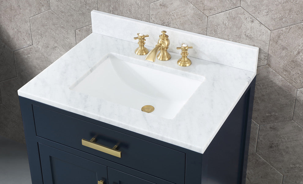F2-0013-06-FX Satin Brass Waterfall with Flat Cross Handles True Brass Lavatory