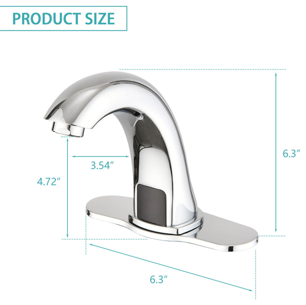 Touchless Bathroom Sink Faucet with Deck Plate Polished Chrome