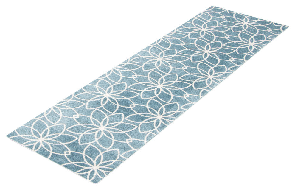 Aqua Terali Area Rug, Turquoise, 2'6"x8'