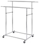 Benzara BM233941 Dual Bar Tubular Metal Frame Garment Rack With Casters, Chrome