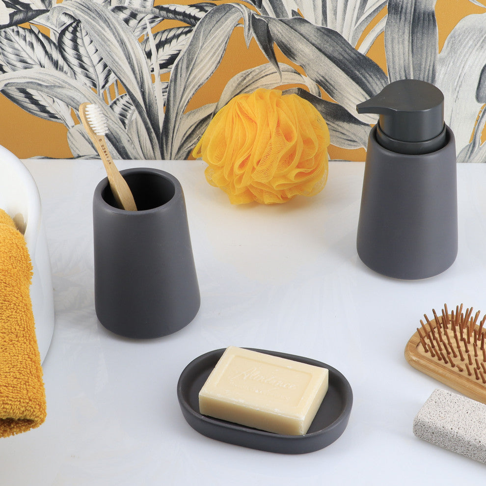 Bathroom Accessory Set, 4 Piece, Gray, Full Set 4 Pieces