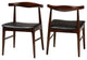 Eira Mid-Century Modern Black Faux Leather Walnut Wood Dining Chairs, Set of 2