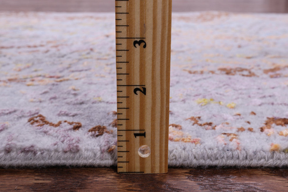 Runner Wool and Silk Modern Handmade Rug 2' 7" X 13' 10" Q9264