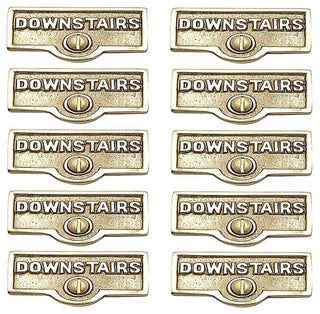 10 Switch Plate Tags DOWNSTAIRS Name Signs Labels Brass |