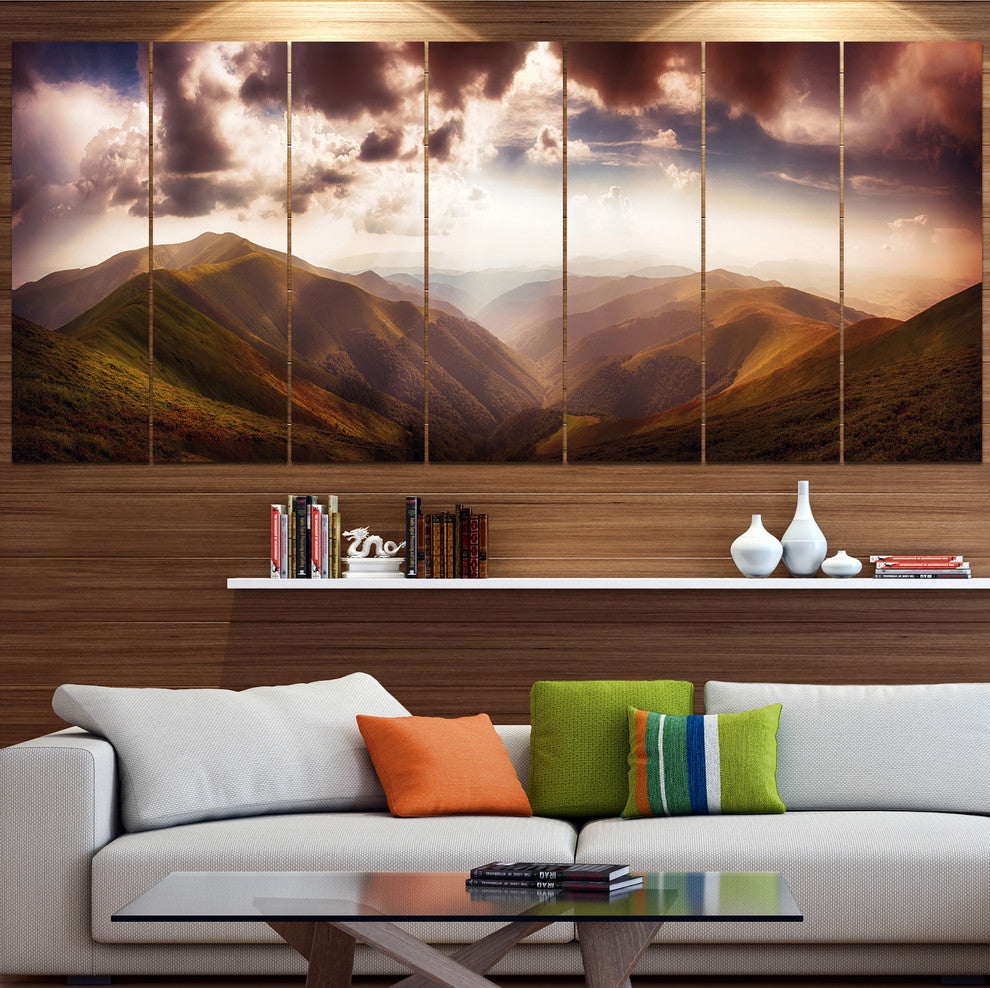 Polonina Borzava Panorama, Landscape Canvas Art Print, 83"x32", 7 Panels