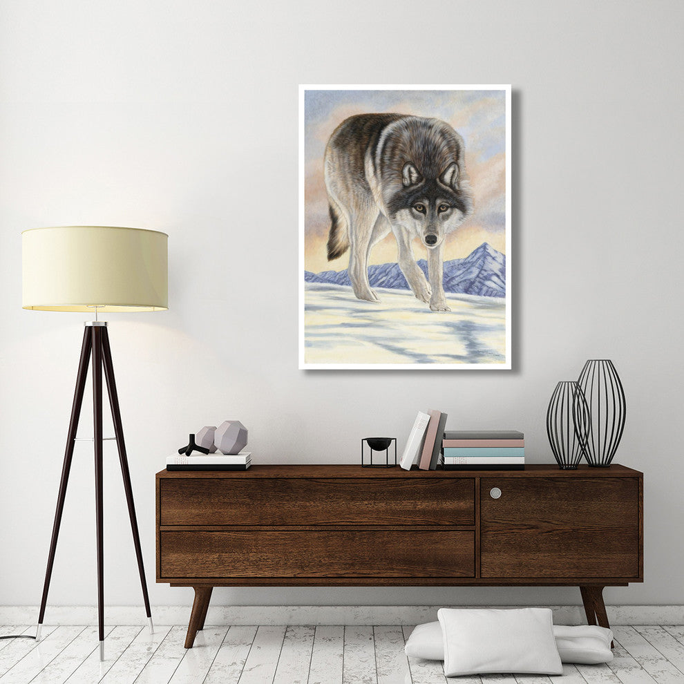 "Wolf in Snow" Digital Paper Print by Jacquie Vaux, 38"x50"