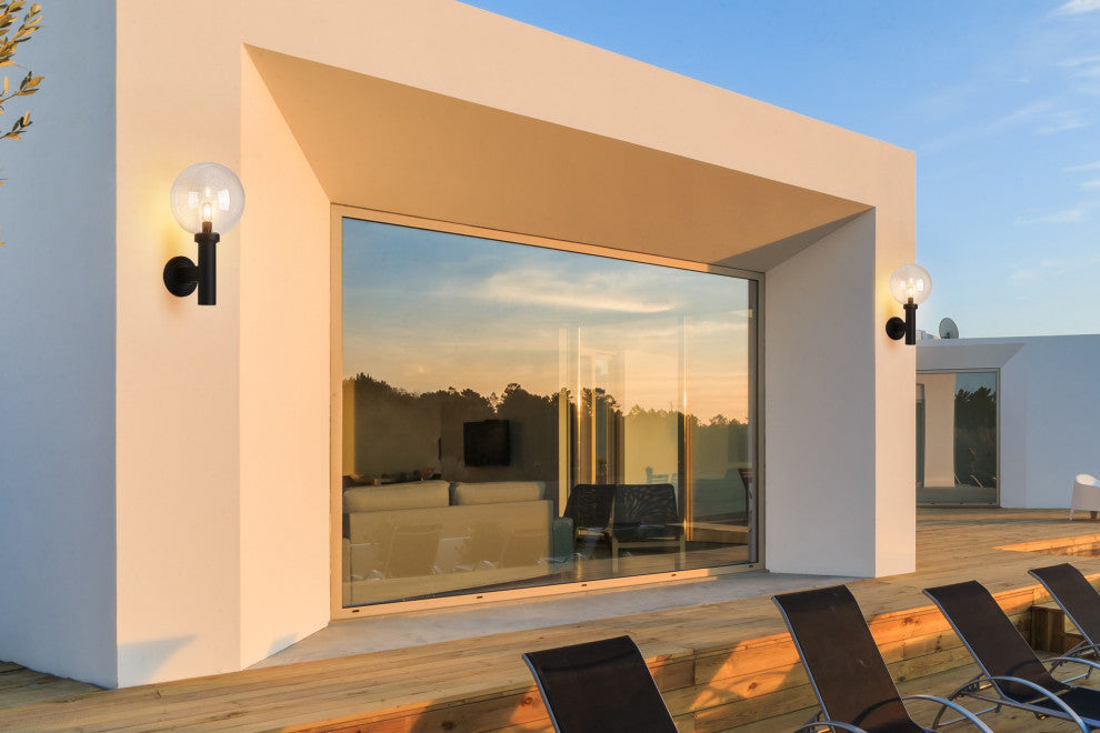 Zlite 599B-BK 1-Light Outdoor Wall Sconce, Clear Seedy