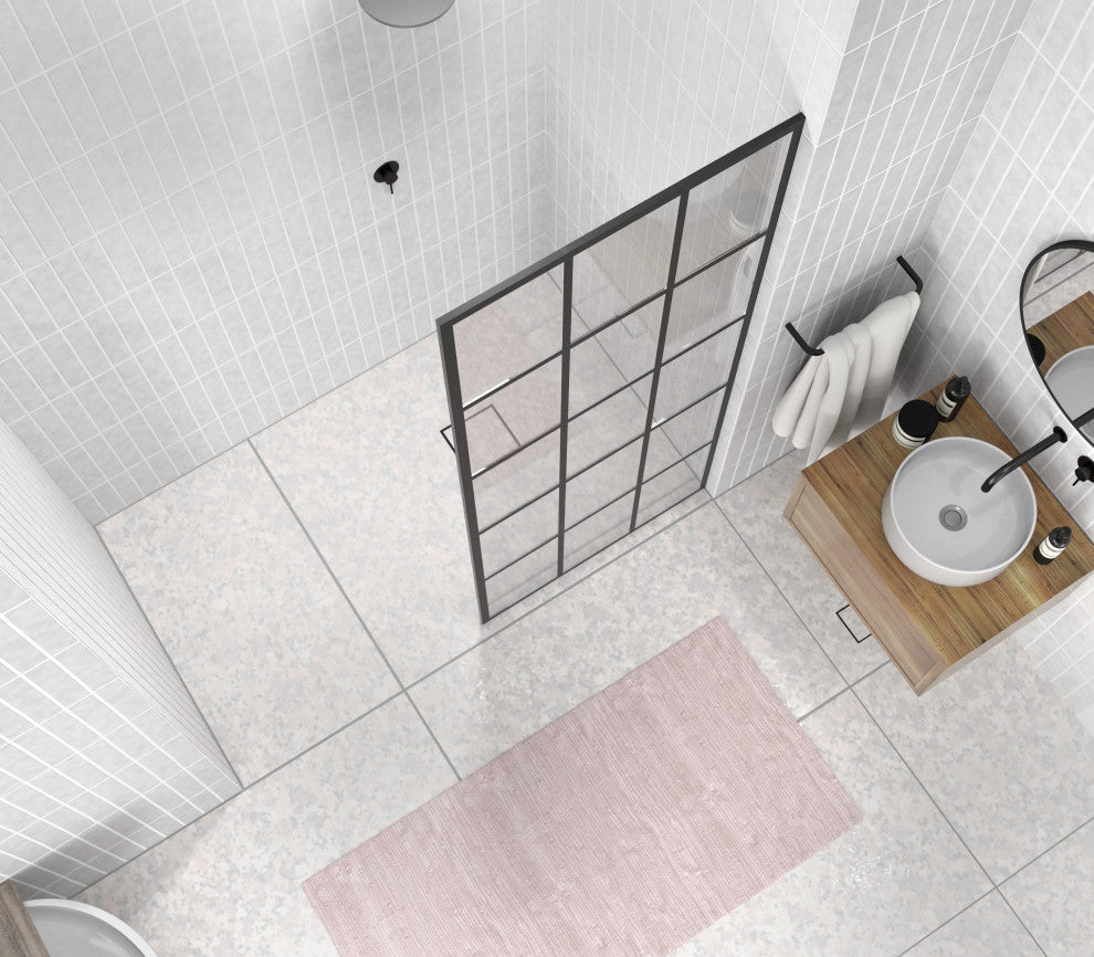 Glass Warehouse 78"x32" French Monture Noir Single Fixed Panel