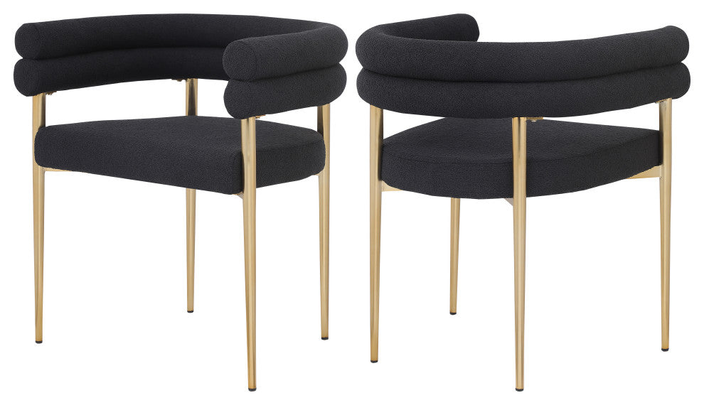 Brielle Boucle Fabric Upholstered  Dining Chair (Set of 2), Black