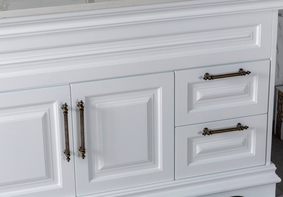 Romana Collection 48" Bathroom Vanity With Sink, Mirror, Countertop, White