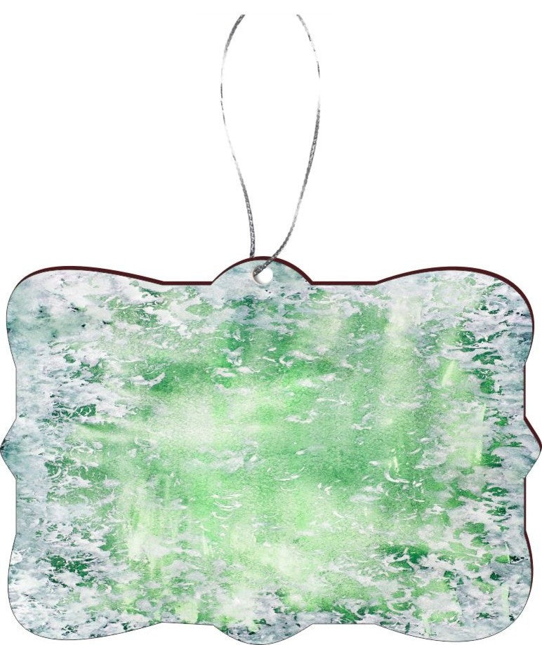 White and Green Watercolor Design Rectangle Christmas Tree Ornament