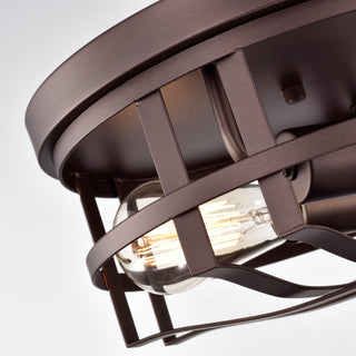 Chloe Lighting Ironclad Industrial 2-Light Oil Rubbed Bronze Ceiling Flush Mount