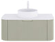 Wall-Mounted Bathroom Vanity With White Round Ceramic Basin, Light Green, 36"