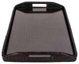 Rectangular Tray With Glass Insert, Tudor Black, 14"x10"x1"