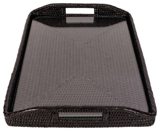 Rectangular Tray With Glass Insert, Tudor Black, 14"x10"x1"