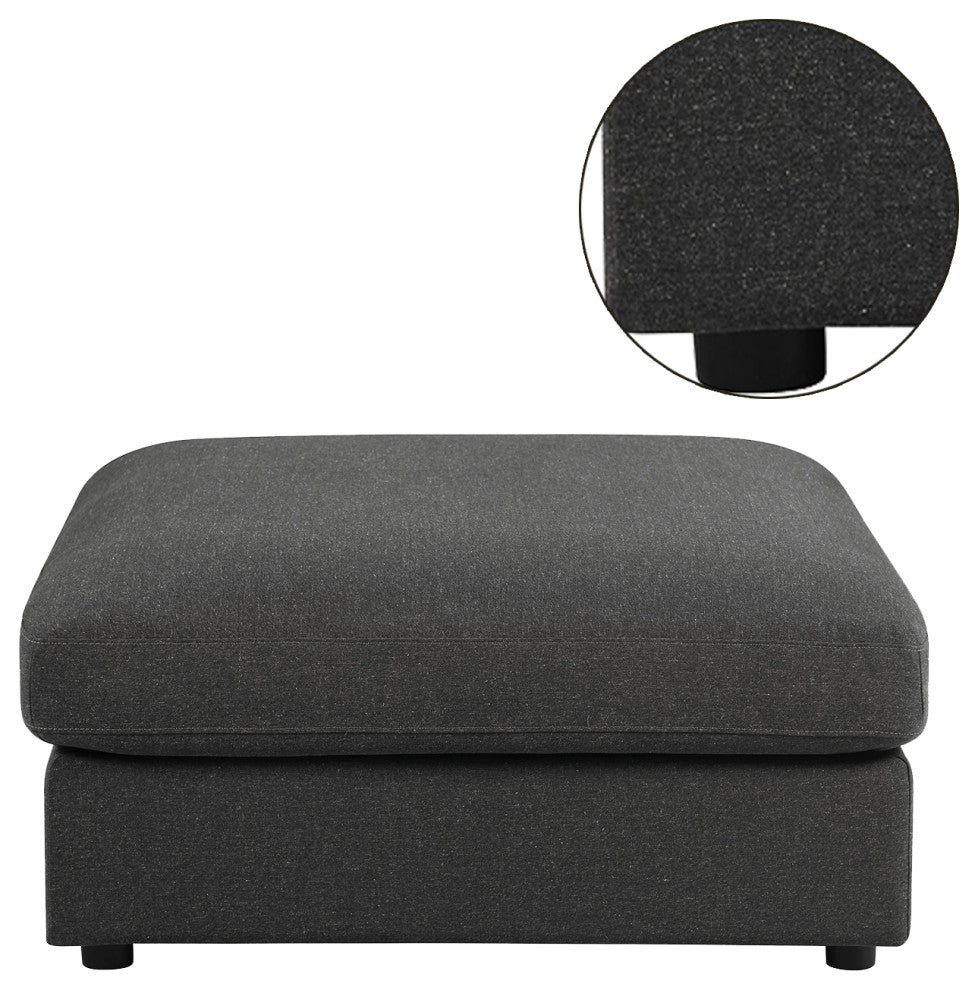 Upholstered Rectangular Ottoman, Charcoal