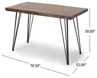 GDF Studio Aneissa Faux Live Edge Rectangular Dining Table, Natural/Black