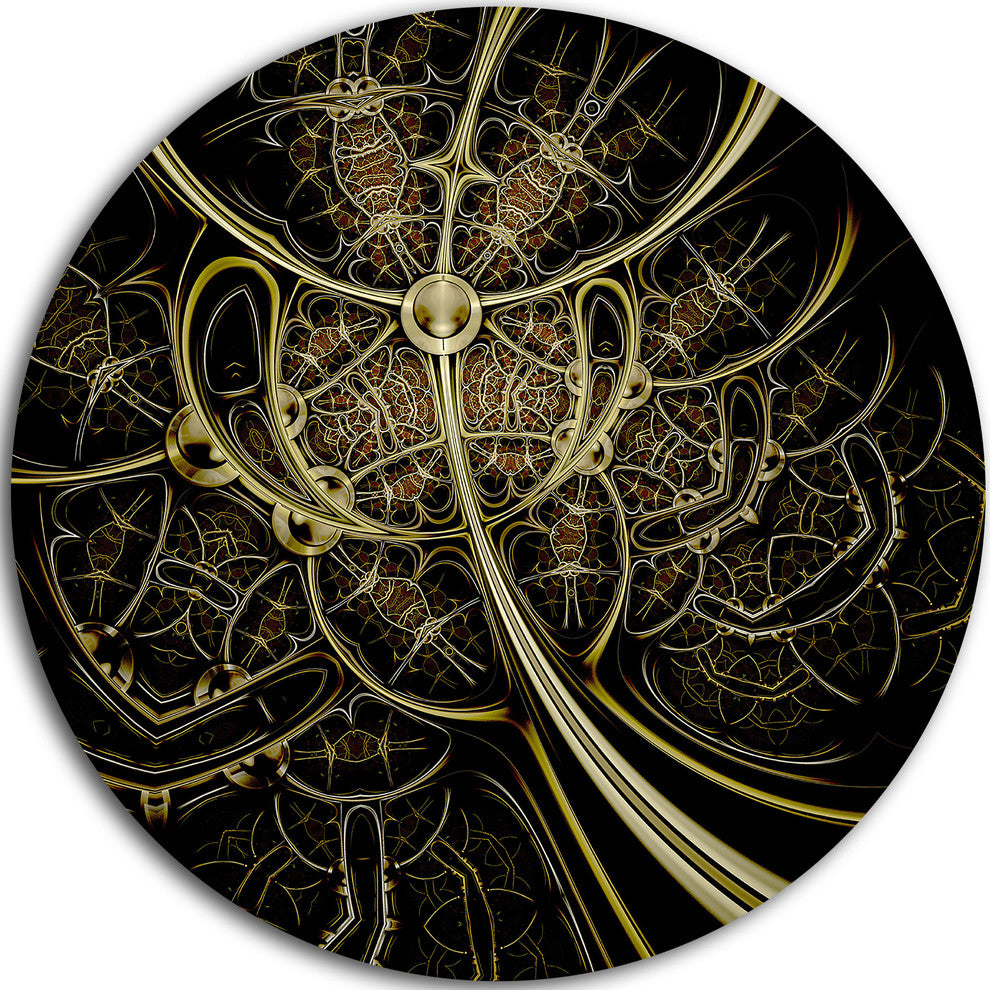 Gold Metallic Fabric Pattern, Digital Art Round Wall Art, 11"