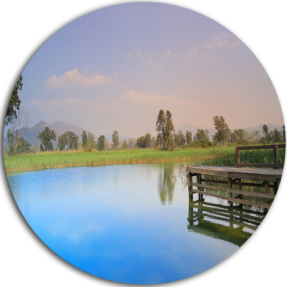 Wetland Of Nam Sang Wai Blue, Seascape Disc Metal Artwork, 36"