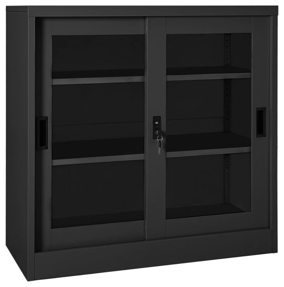 Vidaxl Sliding Door Cabinet Anthracite 35.4"x15.7"x35.4" Steel