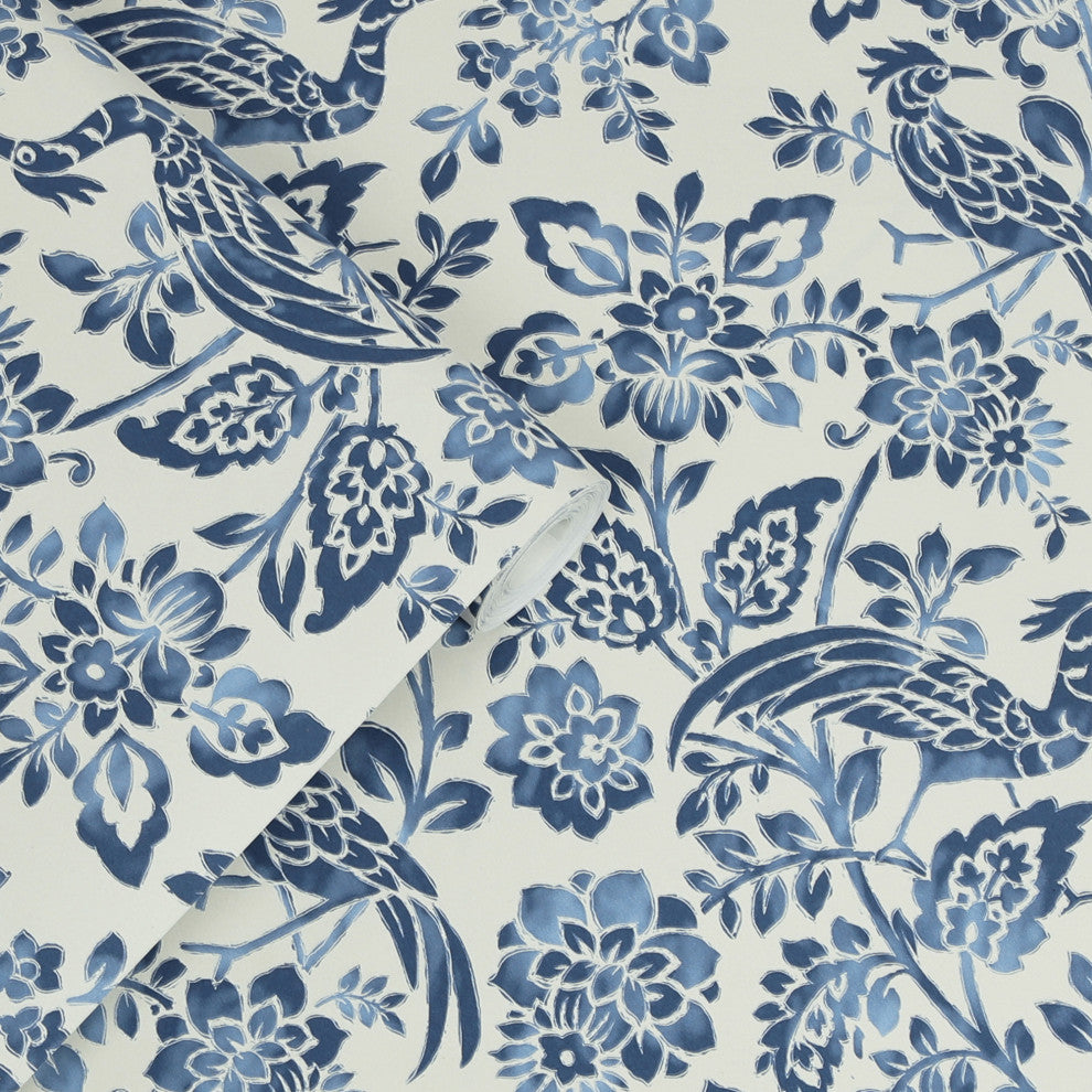 Laura Ashley Adain Palace Wallpaper, Dark Seaspray Blue