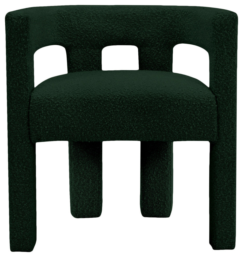 Athena Boucle Fabric Upholstered Accent / Dining Chair, Green