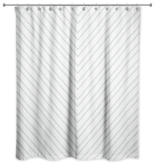 Soft Blue Chevron Stripes 71x74 Shower Curtain