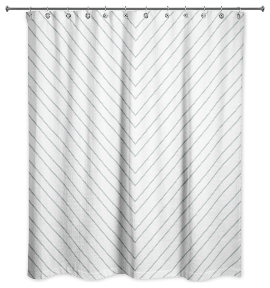 Soft Blue Chevron Stripes 71x74 Shower Curtain