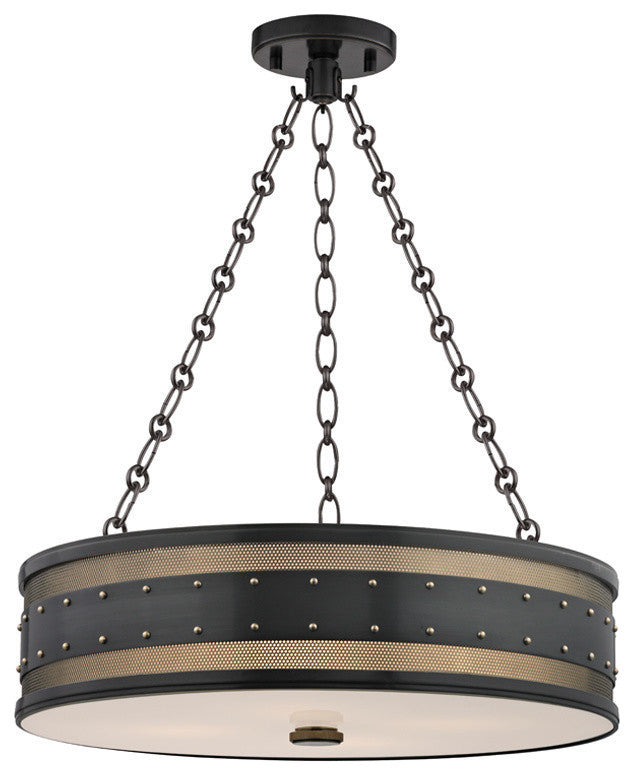 Gaines 22" Light Pendant, Frosted Inside-Clear Outside Glass, Aged Old Bronze