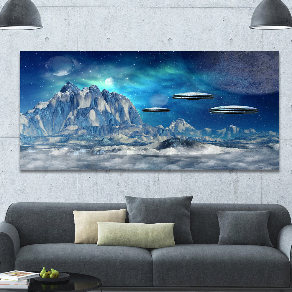 Blue Alien Planet, Landscape Canvas Art Print, 60"x28"