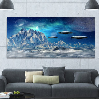 Blue Alien Planet, Landscape Canvas Art Print, 60"x28"