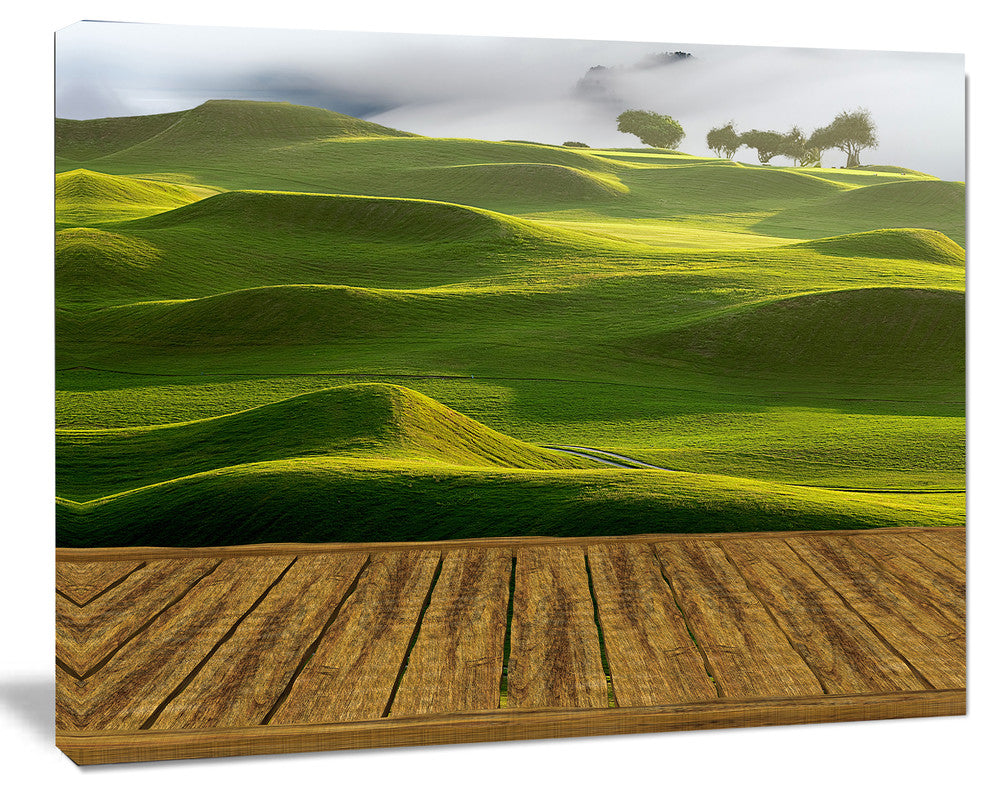 Golf Course with Wooden Path, Landscape Canvas Art Print, 20"x12"