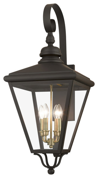 4 Light Bronze Outdoor Extra Large Wall Lantern, Antique Brass