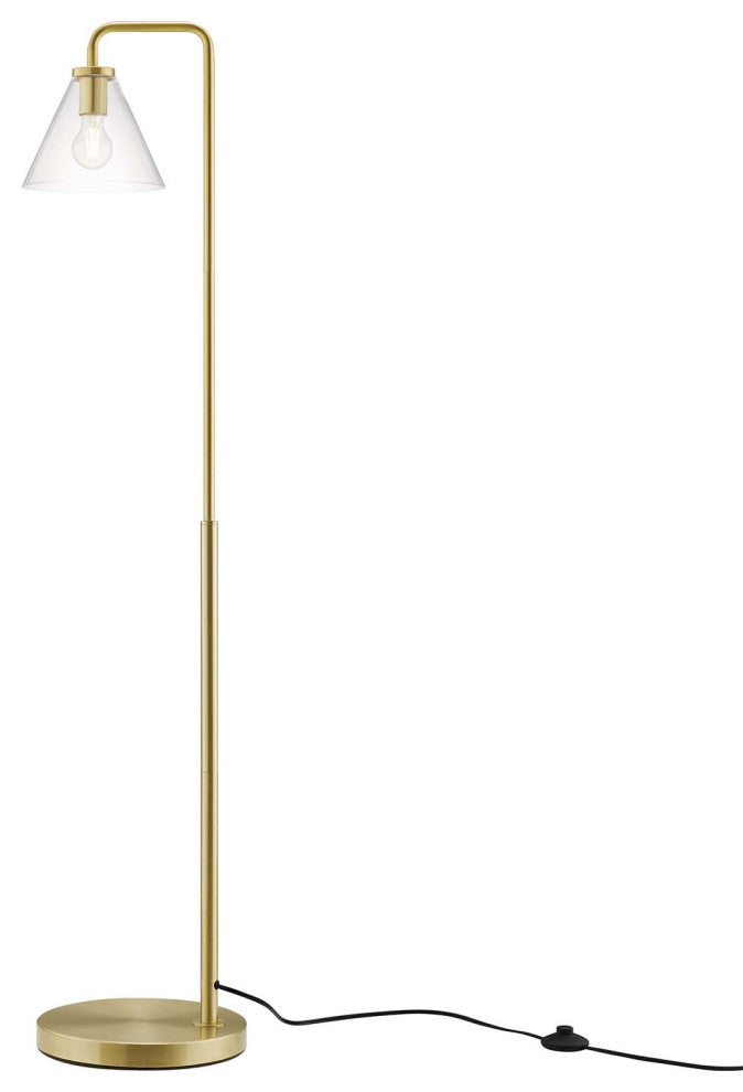 Floor Lamp Light, Gold, Glass, Modern, Mid Century Cafe Bistro Hospitality